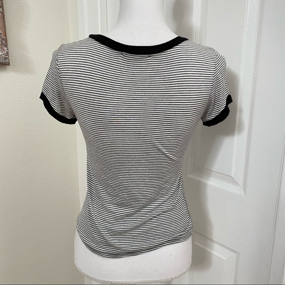 French Pastry Striped Alien Ringer Tee Sz Med Black White - Picture 6 of 7